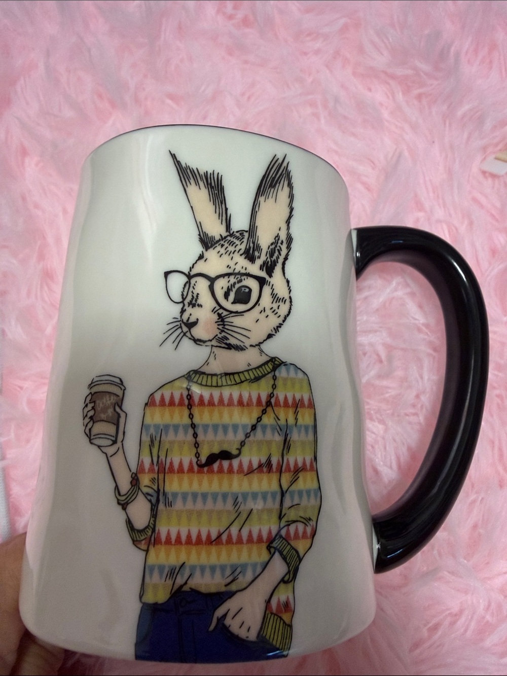 Signature Housewares Ceramic Bunny Mug with Black Handle GUC - Picture 2 of 4
